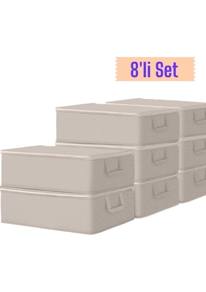 8 Adet Çekyat Baza Tipi Yastık Kıyafet Saklama Hurcu - Baza Altı Düzenleyici Hurç Gri 64X45X22 cm
