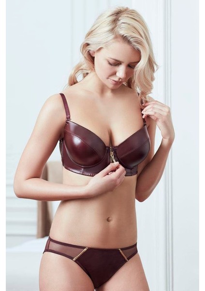 Derigörünümlü Balenli Destekli Dolgulu Askıları Çıkabilen Ortası Fermuarlı Büstiyer Sütyen ve Slip Takım fiyatları