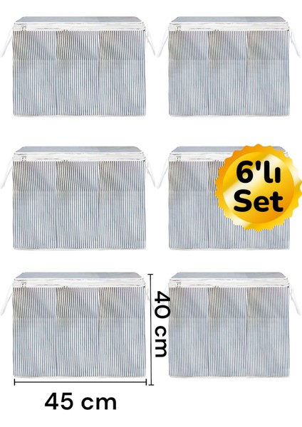 6 Adet Kazak Giysi Hurcu Baza ve Yatak Altı Uyumlu 45X40X30 cm