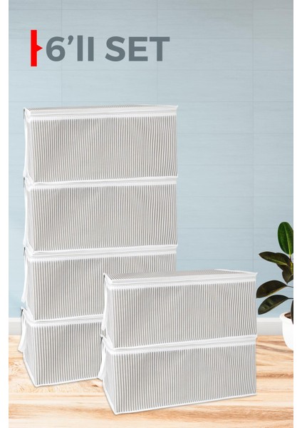 6 Adet Baza ve Çekyat Tipi Hurç 64 x 45 x 22 cm Çizgili fiyatları