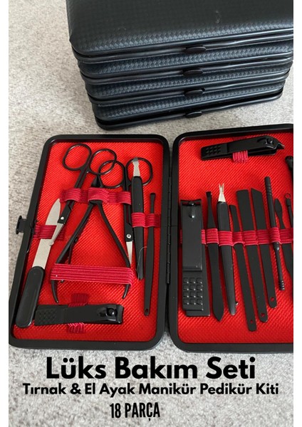 Manikür Pedikür Seti – Şık Deri Çantalı 18 Parça Profesyonel Bakım Seti fiyatları