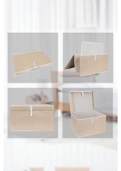 4 Adet Kapaklı Kutu Hurç 50X40X30 cm Large