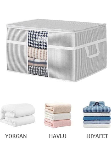 3 Adet Mega Boy Pencereli Giysi Yorgan Yastık Hurcu Saklama Çantası 75X40X40 cm modelleri
