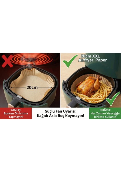 Airfryer Pişirme Kağıdı 20 cm XXL (50 Adet) - Özel Saklama Kutulu - Büyük Boy (5L+) Modeller İçin - Ezilmez Kutu fırsatları
