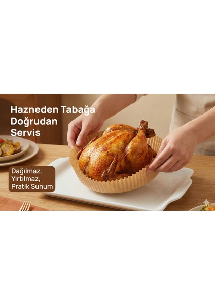 Airfryer Pişirme Kağıdı 20 cm XXL (50 Adet) - Özel Saklama Kutulu - Büyük Boy (5L+) Modeller İçin - Ezilmez Kutu