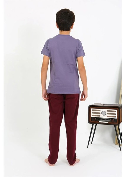 Erkek Çocuk Kısa Kol Penye Pijama Takım Mor indirimleri