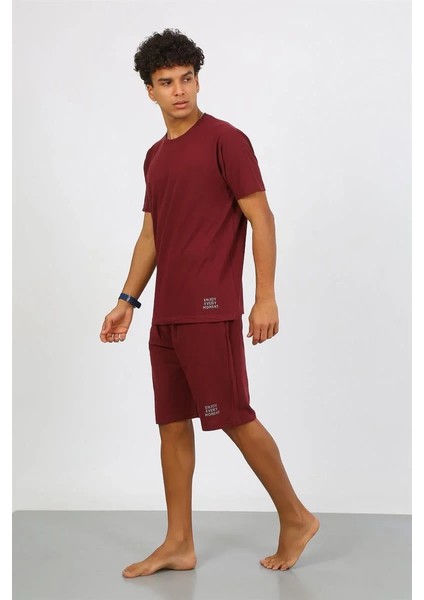 Erkek Pamuk Lakost Alt Üst Kaprili Pijama Takım Bordo fiyatları