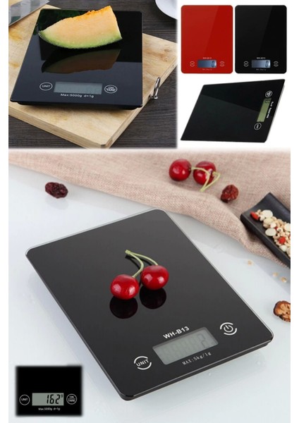Dijital Mutfak Tartısı - 5 Kg Kapasite, 1 Gram Hassasiyet, Şık Siyah Cam Tasarım