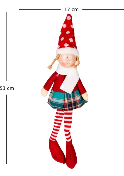 Yılbaşı Süsü, Oturan Peri Figürü, Kırmızı-Beyaz - 17X53 cm modelleri