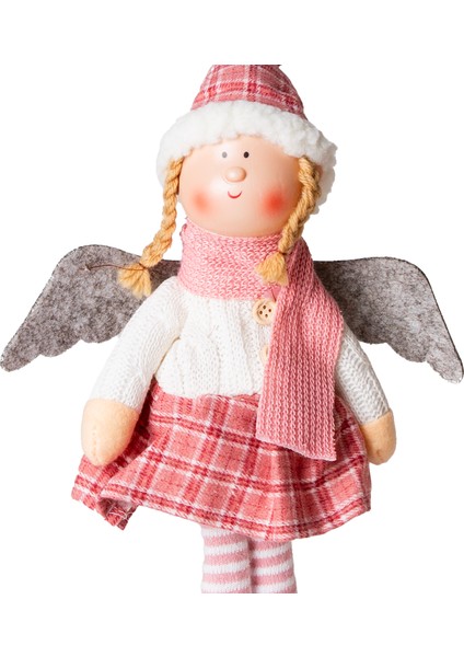 Yılbaşı Süsü, Ayakta Kanatlı Peri Figürü, Beyaz Kazak- Pembe Etekli - fiyatları