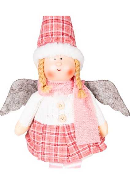 Yılbaşı Süsü, Oturan Kanatlı Peri Figürü, Beyaz Kazak-Pembe Etekli - fiyatları