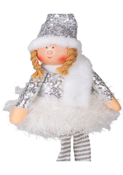 Yılbaşı Süsü, Oturan Peri Figürü, Gümüş - 17X53 cm fiyatları