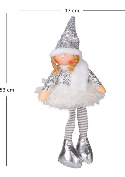 Yılbaşı Süsü, Oturan Peri Figürü, Gümüş - 17X53 cm modelleri