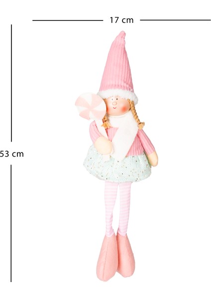 Yılbaşı Süsü, Oturan Peri Figürü, Pembe-Beyaz - Şeker Tutan, 17X53 cm fırsatları