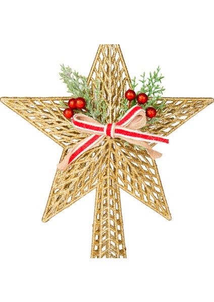 Yılbaşı Süsü, Çam Ağacı Tepe Süsü, Yılbaşı Dekorlu, Gold - 25X37 cm fiyatları