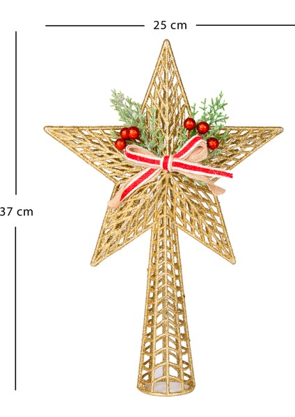 Yılbaşı Süsü, Çam Ağacı Tepe Süsü, Yılbaşı Dekorlu, Gold - 25X37 cm modelleri