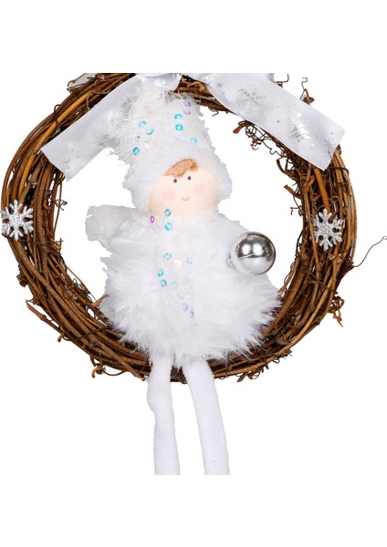 Yılbaşı Süsü, Kapı Çelengi, Beyaz-Kahverengi - Peri Figürlü, Doğal Da fiyatları