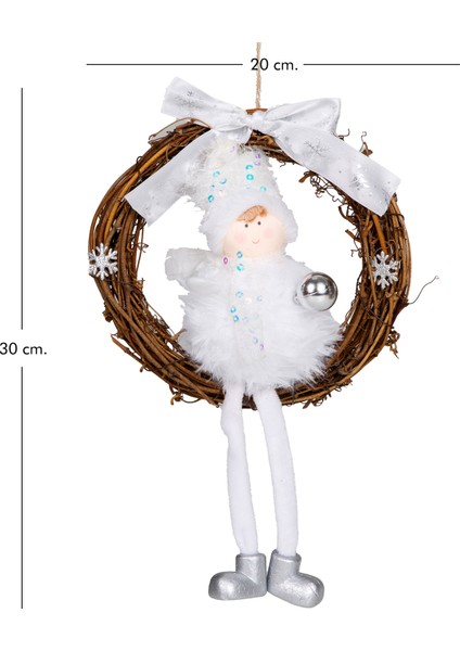 Yılbaşı Süsü, Kapı Çelengi, Beyaz-Kahverengi - Peri Figürlü, Doğal Da modelleri