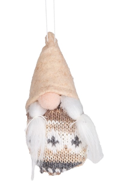 Yılbaşı Süsü, Cüce Figür, Örgü Şapkalı, Karışık Renkli - Sakallı, Kut