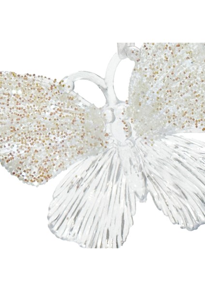 Yılbaşı Süsü, Kelebek, Şeffaf-Gold - Asmalı, Akrilik Cam, Simli Kanat fiyatları