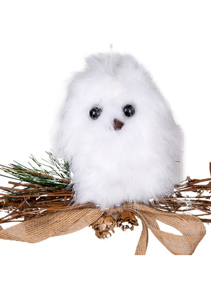 Yılbaşı Süsü, Baykuş, Beyaz-Kahverengi - Kozalaklı, Asmalı, Tüylü, Da fiyatları