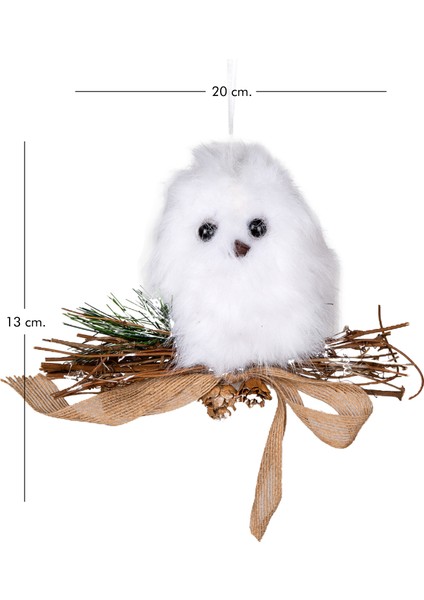 Yılbaşı Süsü, Baykuş, Beyaz-Kahverengi - Kozalaklı, Asmalı, Tüylü, Da modelleri