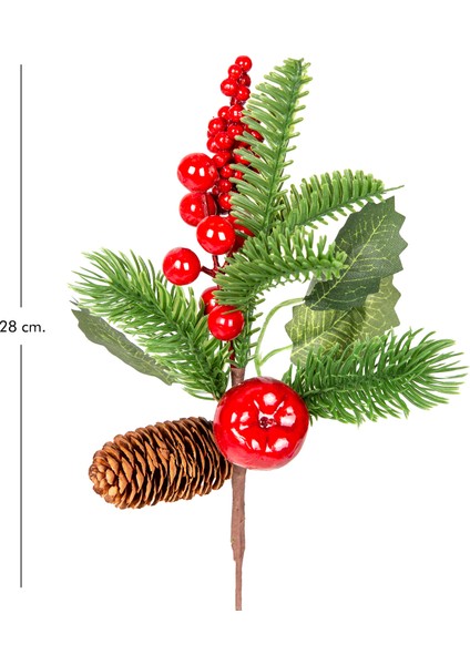 Yılbaşı Süsü Pike Berry Kozalaklı Elmalı Kırmızı-Yeşil 28 Cm. modelleri