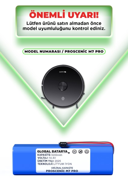 Proscenic M7 Pro Akıllı Robot Süpürge Bataryası 14.4v 5200mAh Li-ion Pil (Orijinal Kapasite) indirimleri