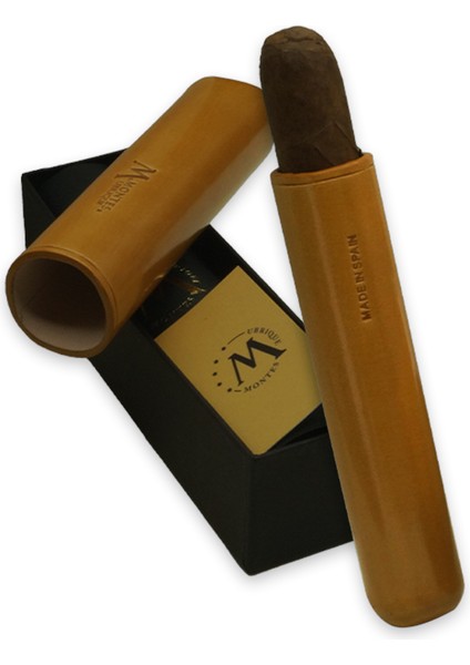 Gerçek Deri El Yapımı Puro Kılıfı Tekli (52 Ring) Munich