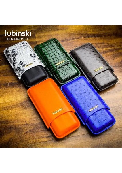 Deri 3'lü Puro Kılıfı Beyaz Croco(60 Ring)