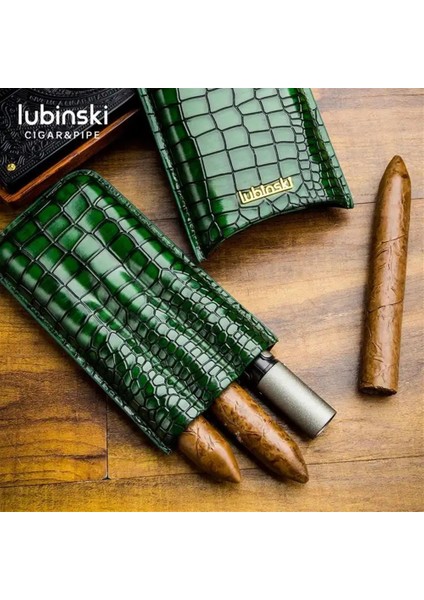 Deri 3'lü Puro Kılıfı Beyaz Croco(60 Ring)