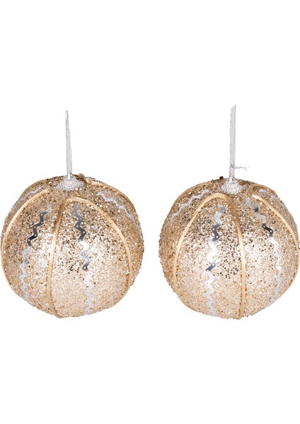 Yılbaşı Topu, Gold - 2'li Paket, 10 cm