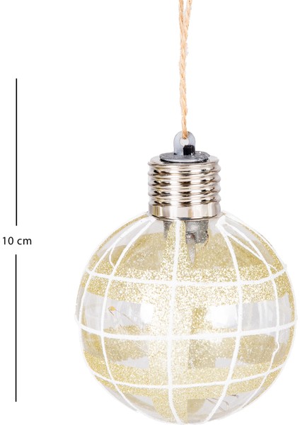 Yılbaşı Topu, Işıklı, Gold - 2'li Paket, 8 cm modelleri