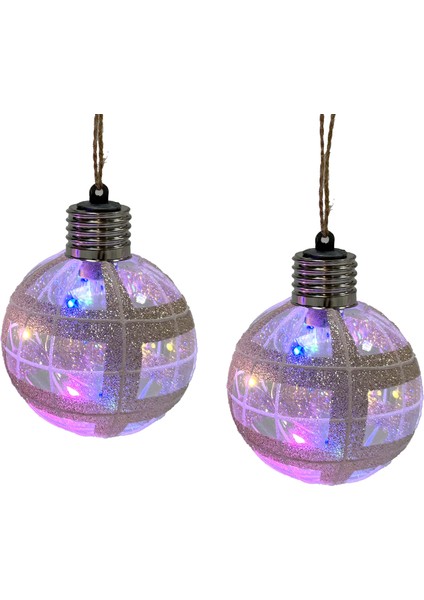 Yılbaşı Topu, Işıklı, Gold - 2'li Paket, 8 cm fırsatları