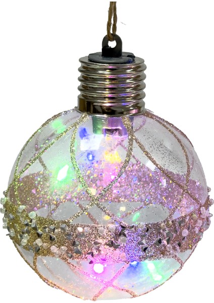 Yılbaşı Topu, Gold - Işıklı, 2'li Paket, 8 cm fırsatları