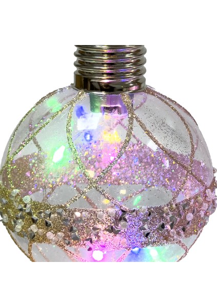 Yılbaşı Topu, Gold - Işıklı, 2'li Paket, 8 cm