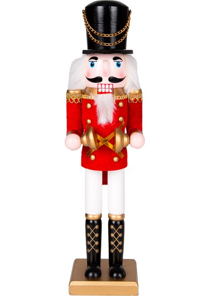 Yılbaşı Süsü, Kurşun Adam, Fındıkkıran, Kırmızı-Beyaz - 9X38 cm