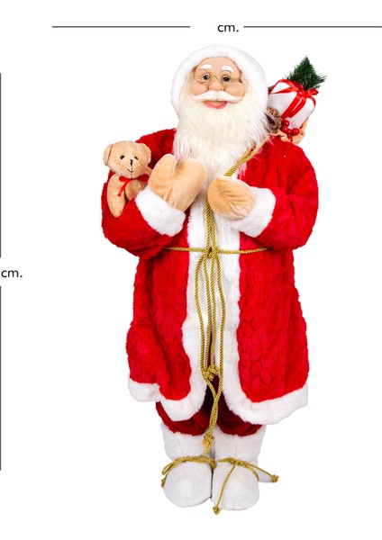 Yılbaşı Noel Baba, Ayıcıklı, Kırmızı-Beyaz - 40X90 cm fırsatları