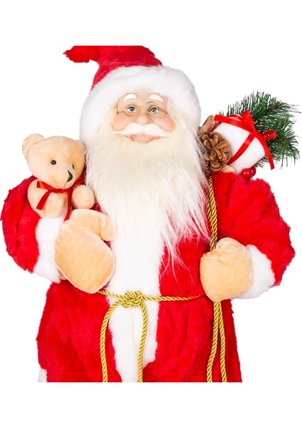 Yılbaşı Noel Baba, Ayıcıklı, Kırmızı-Beyaz - 28X45 cm fiyatları