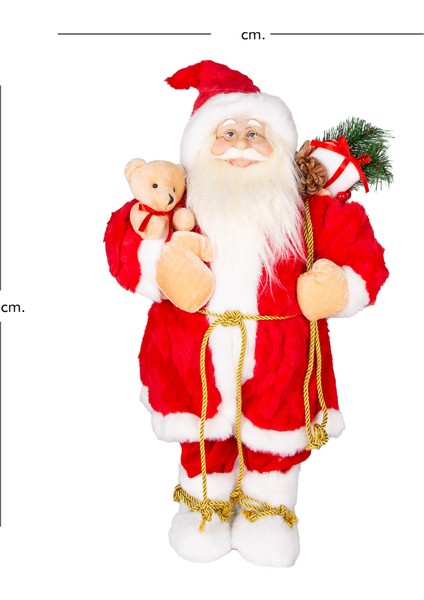 Yılbaşı Noel Baba, Ayıcıklı, Kırmızı-Beyaz - 28X45 cm fırsatları
