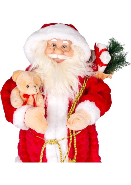 Yılbaşı Noel Baba, Ayıcıklı, Kırmızı-Beyaz - 35X60 cm fiyatları