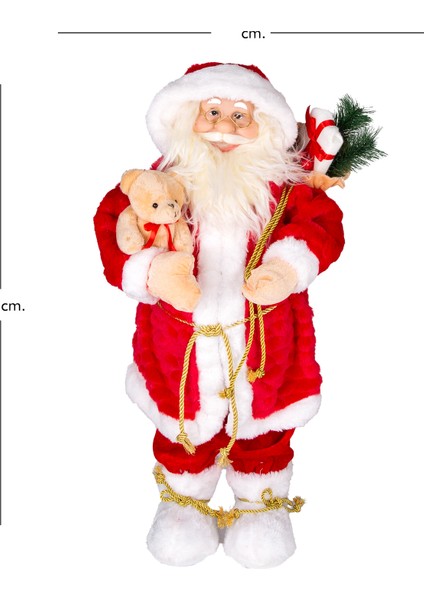Yılbaşı Noel Baba, Ayıcıklı, Kırmızı-Beyaz - 35X60 cm fırsatları