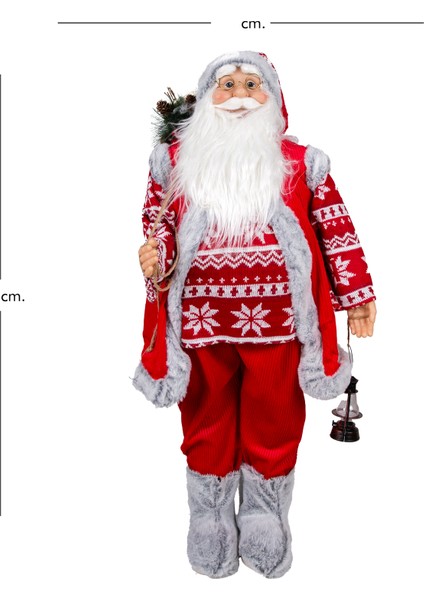 Yılbaşı Noel Baba, Fener Taşıyan, Kırmızı-Gri - 40X90 cm indirimleri