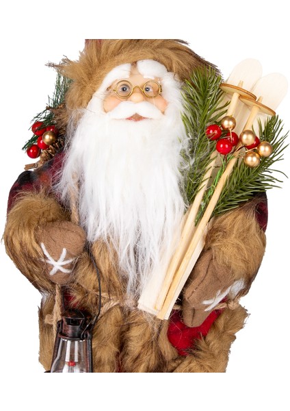 Yılbaşı Noel Baba, Kırmızı-Siyah Ekose Kumaşlı - 17X30 cm fiyatları