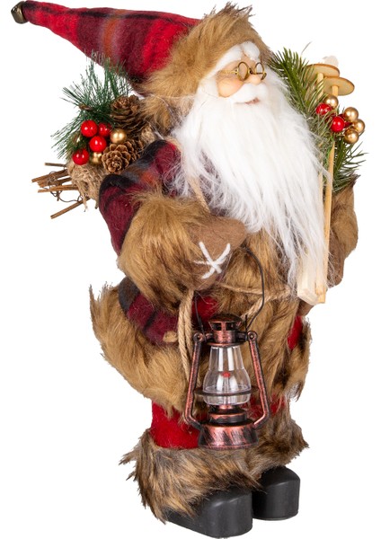 Yılbaşı Noel Baba, Kırmızı-Siyah Ekose Kumaşlı - 17X30 cm modelleri