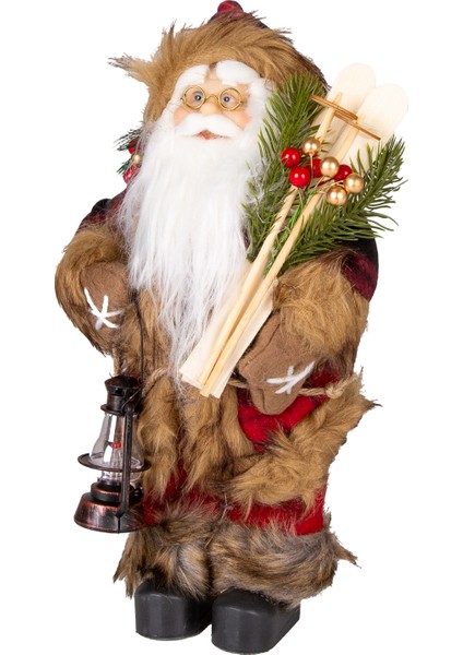 Yılbaşı Noel Baba, Kırmızı-Siyah Ekose Kumaşlı - 17X30 cm fırsatları