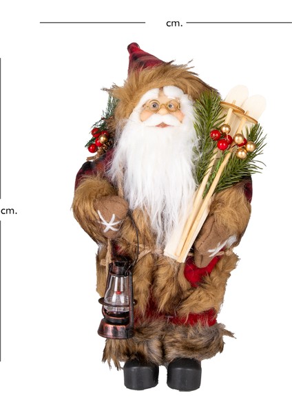 Yılbaşı Noel Baba, Kırmızı-Siyah Ekose Kumaşlı - 17X30 cm indirimleri