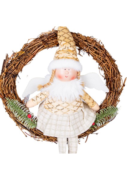 Yılbaşı Süsü, Kapı Çelengi, Gold - Peri Figürü, 30X52 cm fiyatları