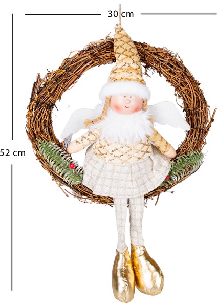 Yılbaşı Süsü, Kapı Çelengi, Gold - Peri Figürü, 30X52 cm modelleri