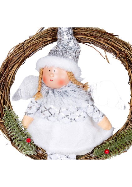 Yılbaşı Süsü, Kapı Çelengi, Gümüş - Peri Figürü, 30X52 cm fiyatları